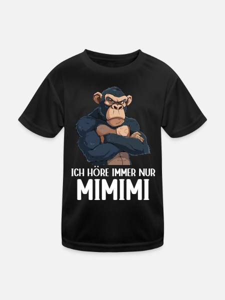Chimpanzee Monkey I always hear Mimimi - Kids Functional T-Shirt - black - Front