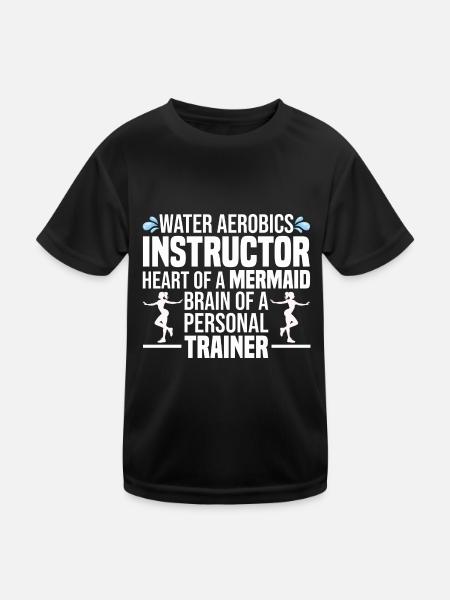Water Aerobics - Kinder Funktions-T-Shirt - Schwarz - Vorne
