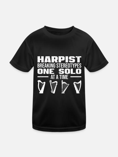 Harfenspieler | Harfe Harfenist Band Geschenkidee - Kinder Funktions-T-Shirt - Schwarz - Vorne