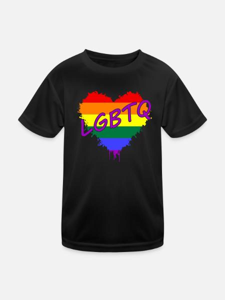 LGBTQ, CSD, Love is Love - Kinder Funktions-T-Shirt - Schwarz - Vorne