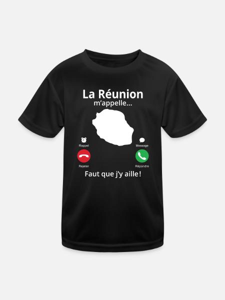 La Réunion m'appelle faut que j'y aille - T-shirt sport Enfant - noir - Devant