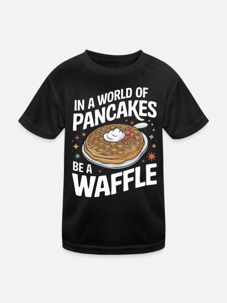 Waffles Breakfast Sweets - Kids Functional T-Shirt - black - Front