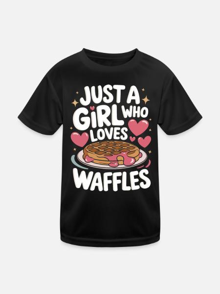 Waffles Breakfast Sweets - Kids Functional T-Shirt - black - Front