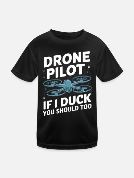 Dronen Pilot Quadrocopter Drone - Kinder Funktions-T-Shirt - Schwarz - Vorne