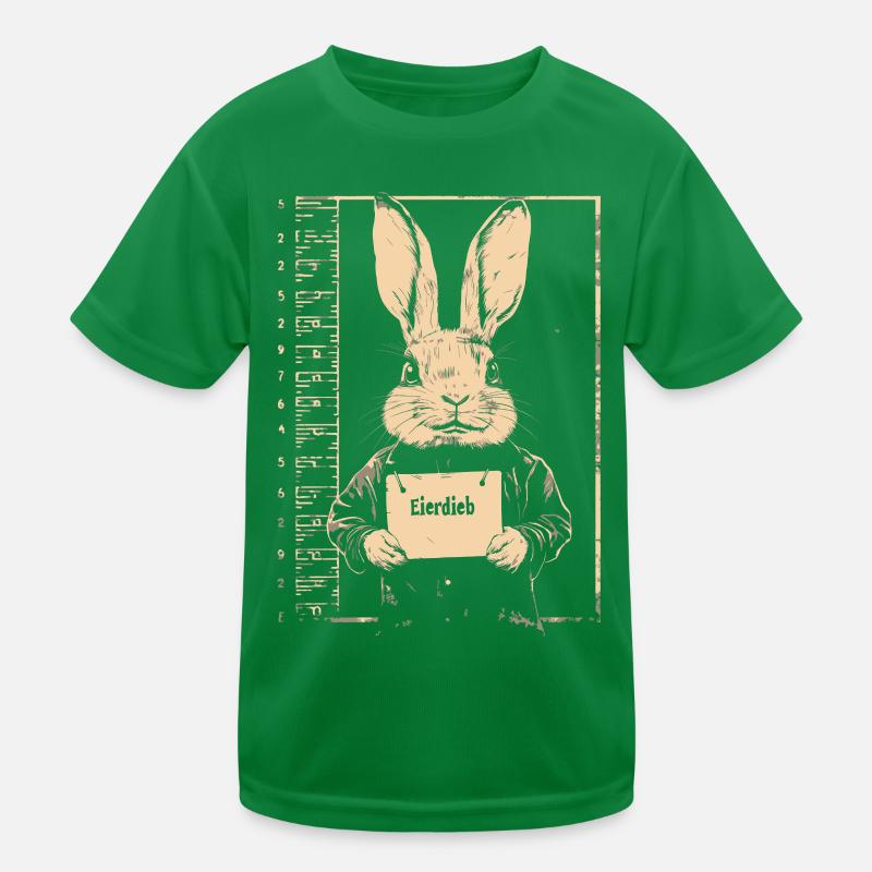 Bunny Egg Thief Easter Bunny Mugshot Police Photo Easter Kids Functional T-Shirt