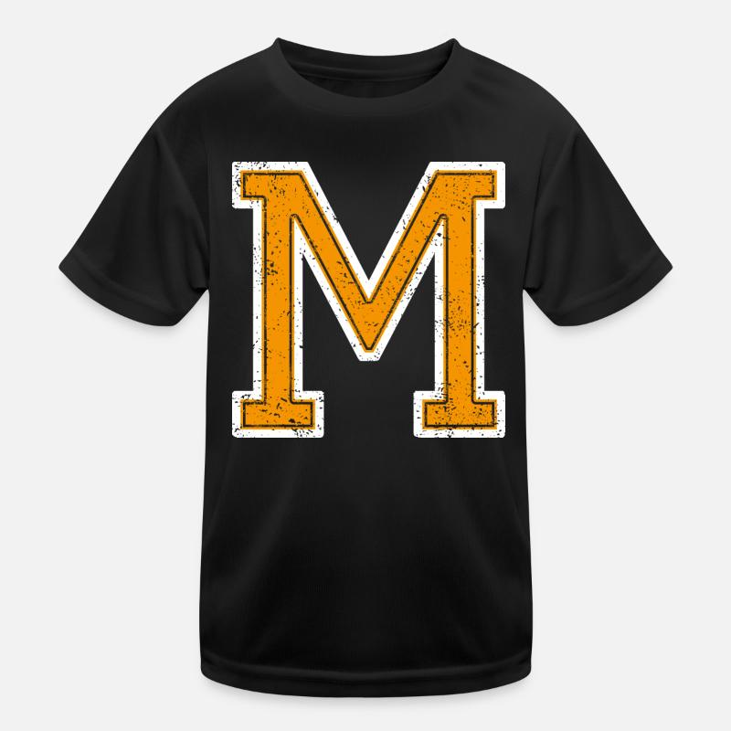 M - Buchstabe / College Style Kinder Funktions-T-Shirt