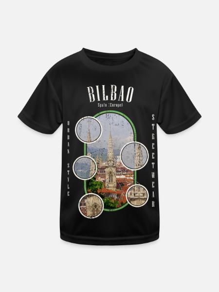 Bilbao Spanien Stadt Skyline Heimat Liebe - Kinder Funktions-T-Shirt - Schwarz