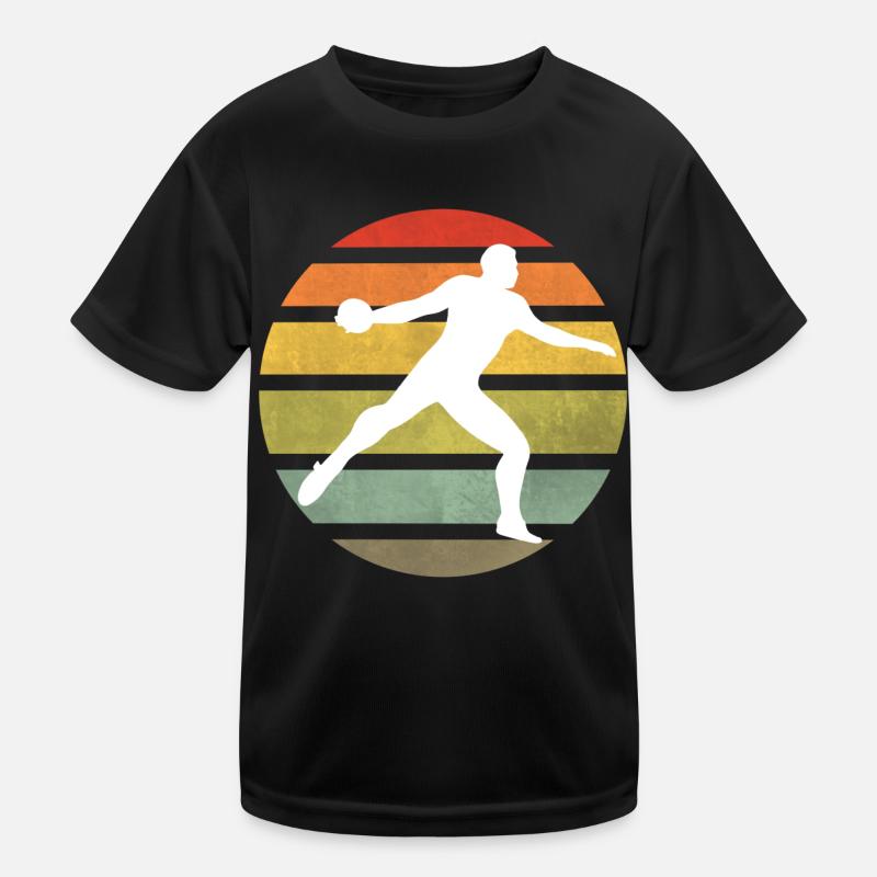 Diskuswerfen Diskuswurf Leichtathletik Retro Sport Kinder Funktions-T-Shirt