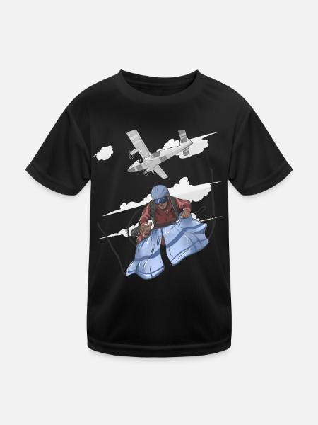 Fallschirmspringen Springen - Kinder Funktions-T-Shirt - Schwarz - Vorne