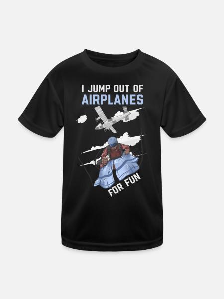 Je saute des avions pour m’amuser en parachutisme - T-shirt sport Enfant - noir - Devant