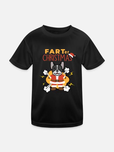 Furter Weihnachten Lustige Französische Bulldogge Weihnachten - Kinder Funktions-T-Shirt - Schwarz - Vorne