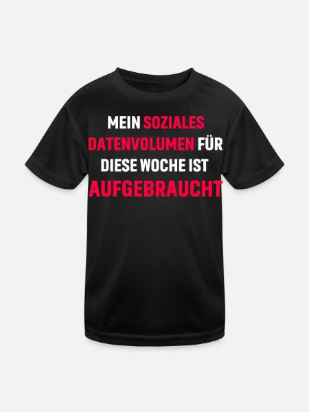 Mein soziales Datenvolumen für diese Woche ist - Kinder Funktions-T-Shirt - Schwarz - Vorne