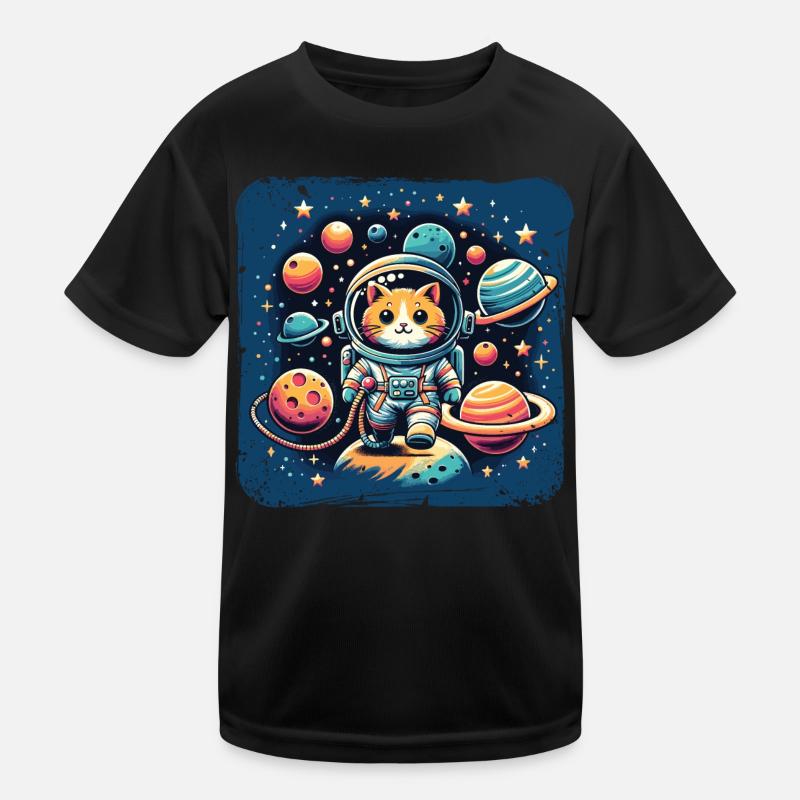 Kosmo Katze Astronaut Weltraum Mieze Kinder Funktions-T-Shirt
