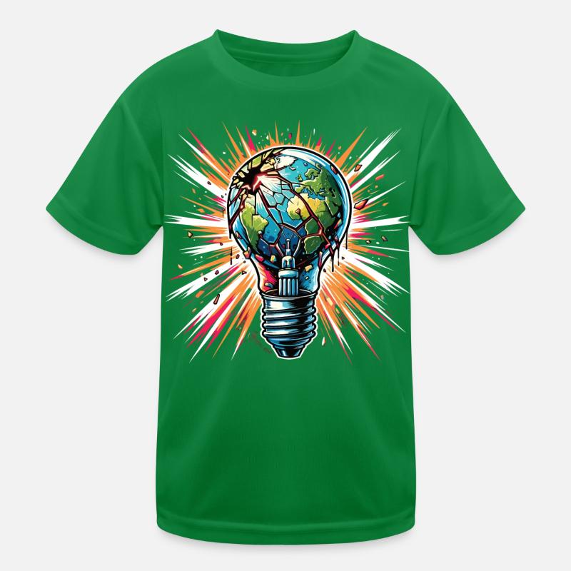 Global Warming Burning Earth in the Light Bulb Kids Functional T-Shirt