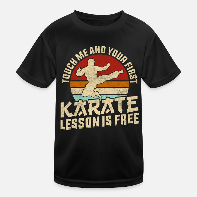 Touch me and your first Karate lesson is free - Kids Functional T-Shirt - black