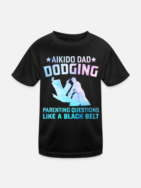 Papa d’aïkido Esquiver les questions parentales comme un - T-shirt sport Enfant - noir - Devant