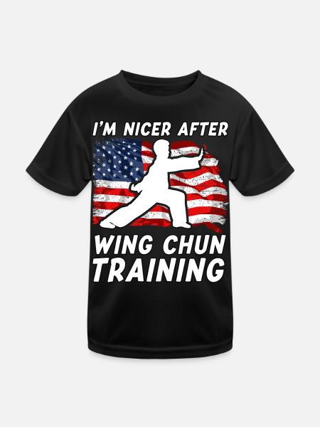Ich bin netter nach dem Wing Chun Training - Kinder Funktions-T-Shirt - Schwarz - Vorne