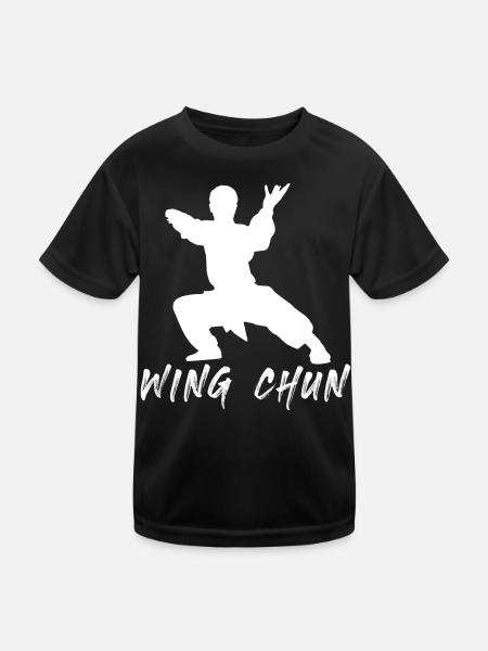 Wing Chun - Kinder Funktions-T-Shirt - Schwarz - Vorne