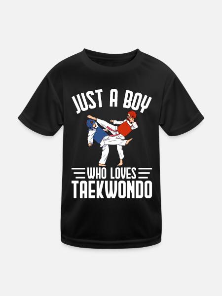 Just a Boy who loves Taekwondo - Kids Functional T-Shirt - black - Front