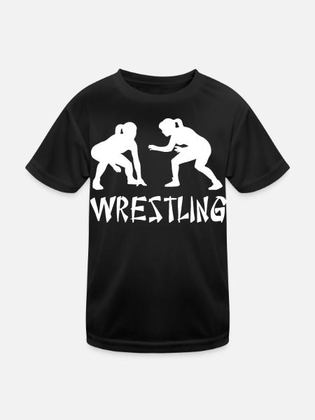Wrestling Women Girls - Kids Functional T-Shirt - black - Front