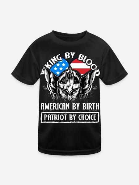 Wikinger von Blut Amerikaner von Geburt Patriot von - Kinder Funktions-T-Shirt - Schwarz - Vorne