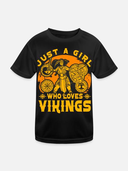 Just a Girl who loves Vikings - Kids Functional T-Shirt - black - Front