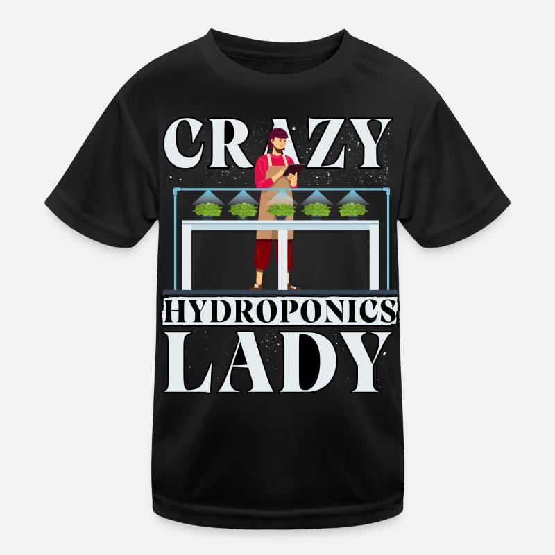 Verrückte Hydrokultur-Dame Kinder Funktions-T-Shirt