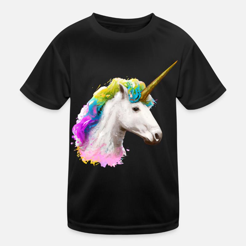Farbenfrohes Einhorn Kinder Funktions-T-Shirt