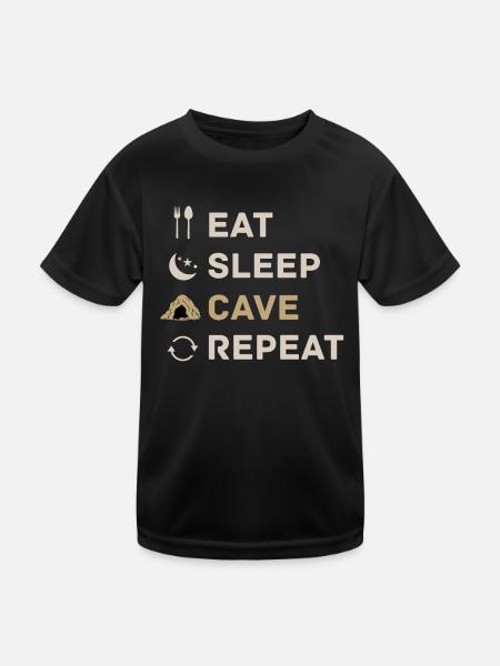 Caving Spelunking Cave Explorer Spelunker Gift - Kids Functional T-Shirt - black - Front