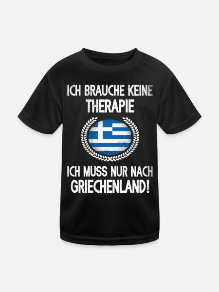 Griechenland Therapie lustiges Griechenland Reise - Kinder Funktions-T-Shirt - Schwarz - Vorne