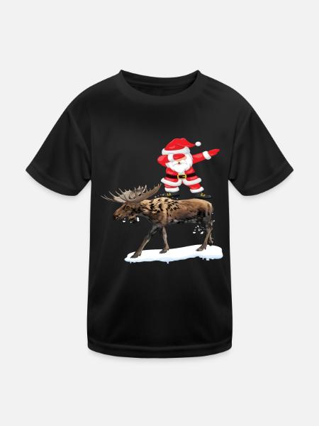 Weihnachtsmann Rentier - Kinder Funktions-T-Shirt - Schwarz - Vorne