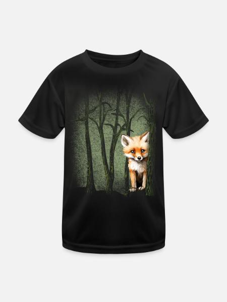 Forest Animals Fox Experience Nature for Nature Lovers - Kids Functional T-Shirt - black - Front