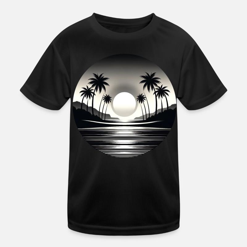Tropical Moonlight Escape - Kids Functional T-Shirt - black