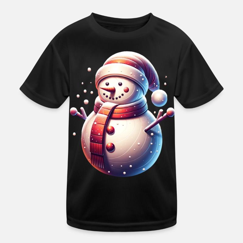 Snowman Snowfall Christmas Kids Functional T-Shirt