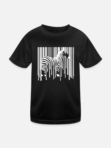 ZEBRA Barcode Drippy Graffiti Street Art - Kinder Funktions-T-Shirt - Schwarz - Vorne