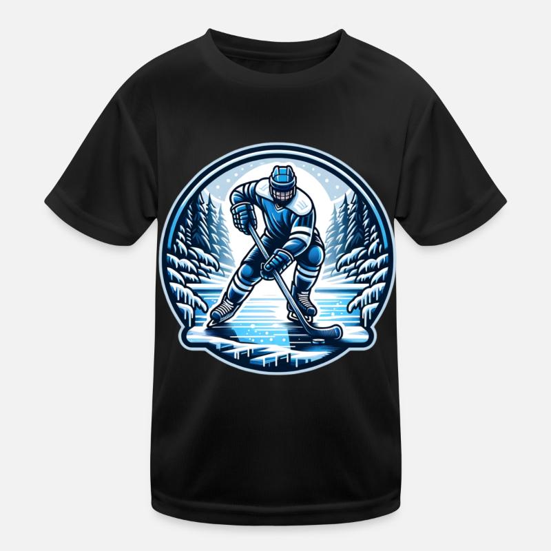 EishockeySpieler Winter Kinder Funktions-T-Shirt