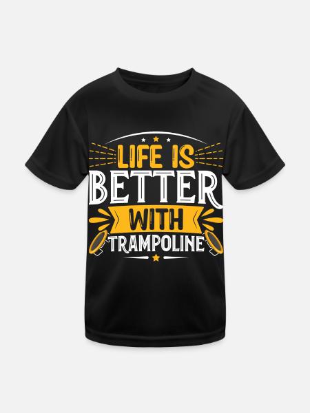 La vie est meilleure avec le trampoline - T-shirt sport Enfant - noir - Devant