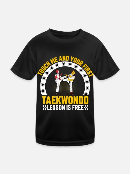 Touchez-moi et votre premier cours de taekwondo est gratuit - T-shirt sport Enfant - noir - Devant