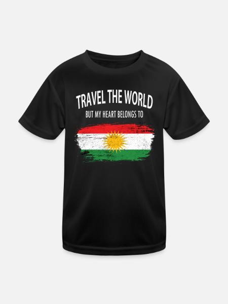 Reisen durch die Welt ->Kurdistan - Kinder Funktions-T-Shirt - Schwarz - Vorne