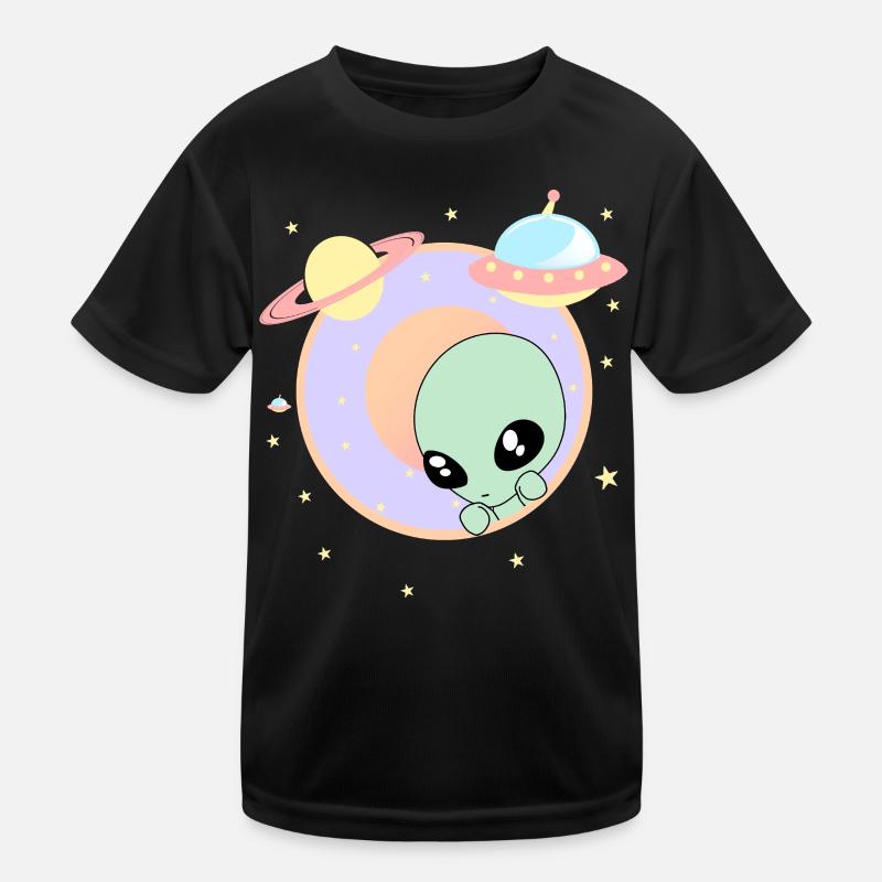 Chibi Alien Kawaii Pastel Cute Green Man Space UFO Kids Functional T-Shirt