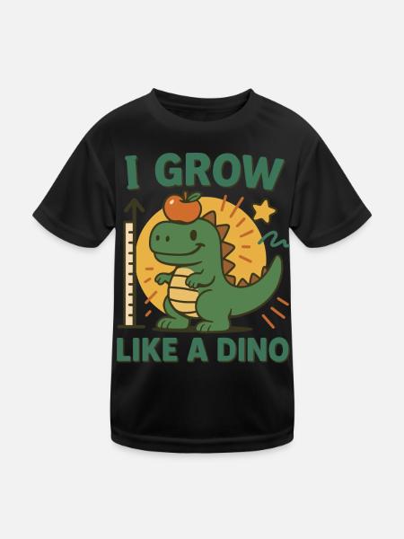 I Grow Like A Dino Dinosaurierliebhaber Kinder - Kinder Funktions-T-Shirt - Schwarz - Vorne