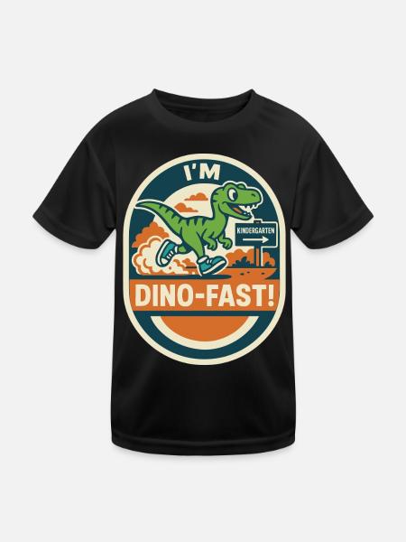Kindergarten Dino-Fast T-Rex Spaß - Kinder Funktions-T-Shirt - Schwarz - Vorne