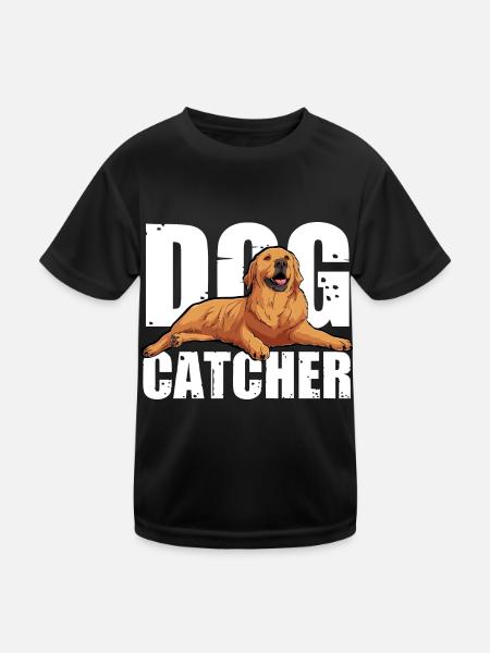 Dog Catcher Hund - Kinder Funktions-T-Shirt - Schwarz - Vorne