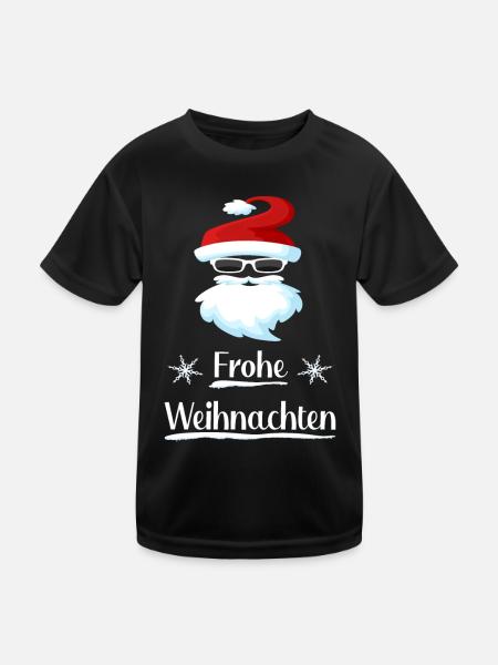 Weihnachtsmann Nikolaus mit Sonnenbrille - Kinder Funktions-T-Shirt - Schwarz - Vorne