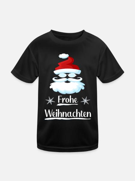 Weihnachtsmann Fröhlich - Kinder Funktions-T-Shirt - Schwarz - Vorne