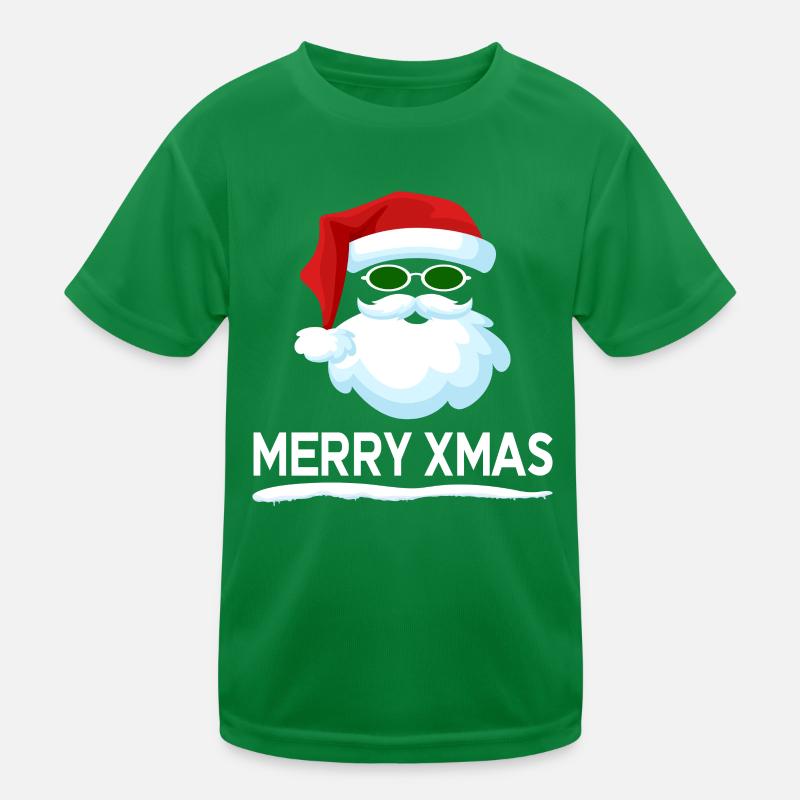 MERRY XMAS Weihnachtsmann mit Schnurrbart Kinder Funktions-T-Shirt