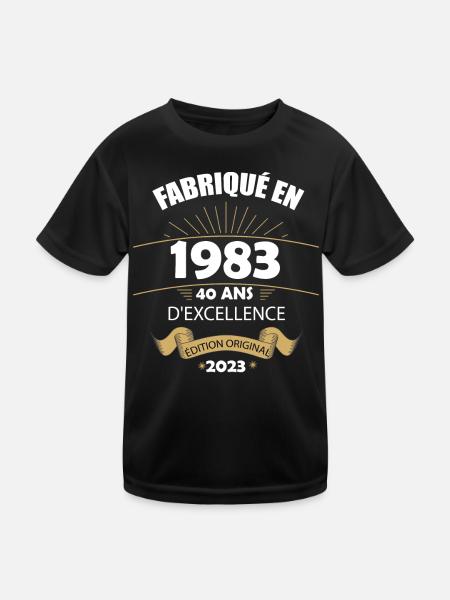 Fabriqué En 1983 Né En 1983 40 Ans Anniversaire - T-shirt sport Enfant - noir - Devant