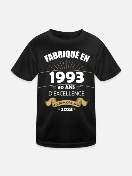 Fabriqué En 1993 Né En 1993 30 Ans Anniversaire - T-shirt sport Enfant - noir - Devant