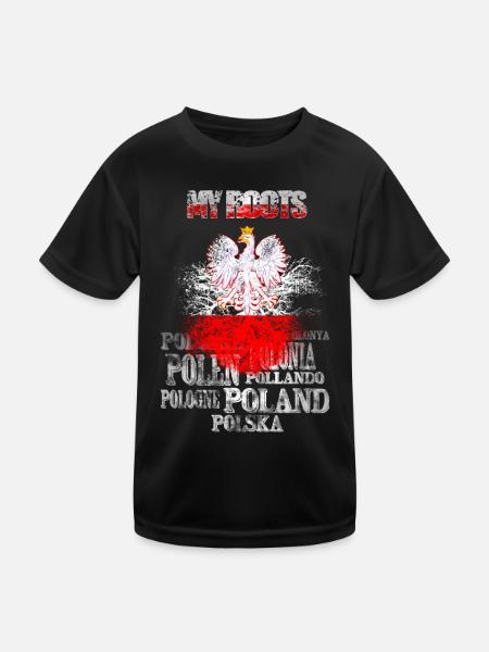 Polska Polen My Roots - Kinder Funktions-T-Shirt - Schwarz - Vorne