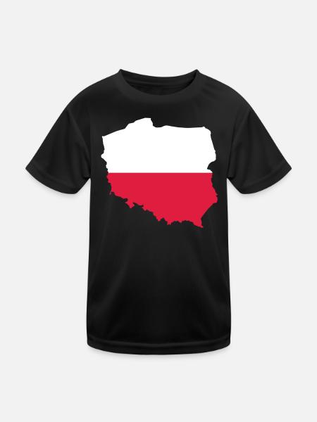 Poland - National border in national flag - Kids Functional T-Shirt - black - Front